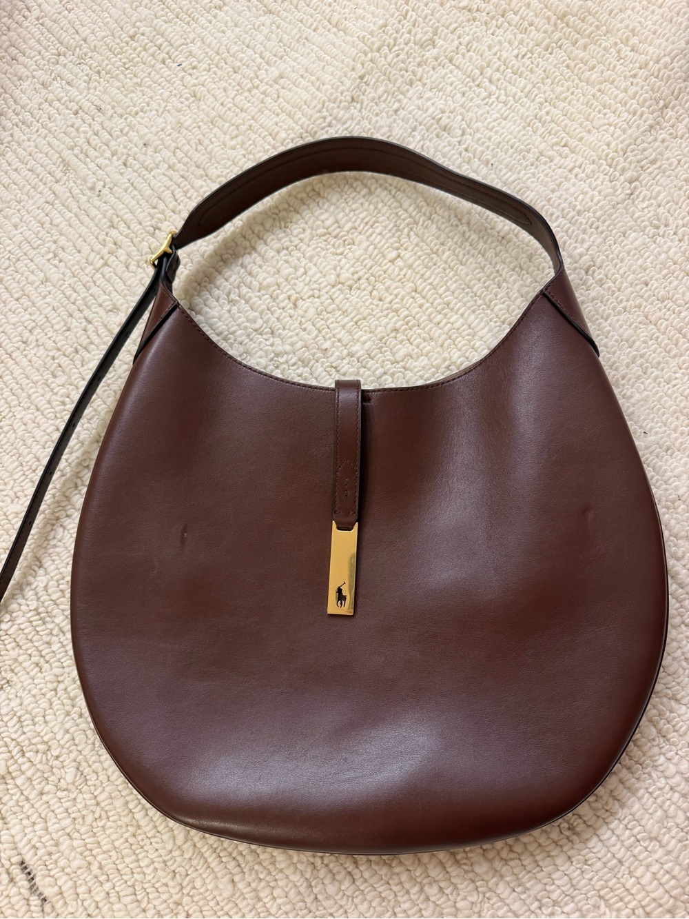 Ralph Lauren Polo ID Large Calfskin Shoulder Bag - Brown Leather - Picture 5 of 10